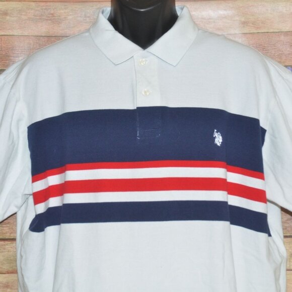 U.S. Polo Assn. Men's White 1/4 Button Up Polo Shirt Size XXL Logo Rugby Stripe - Picture 2 of 6
